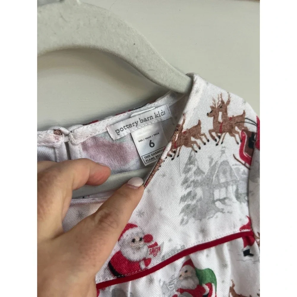 Pottery Barn Kids Heritage‎ Santa Flannel Nightgown size 6